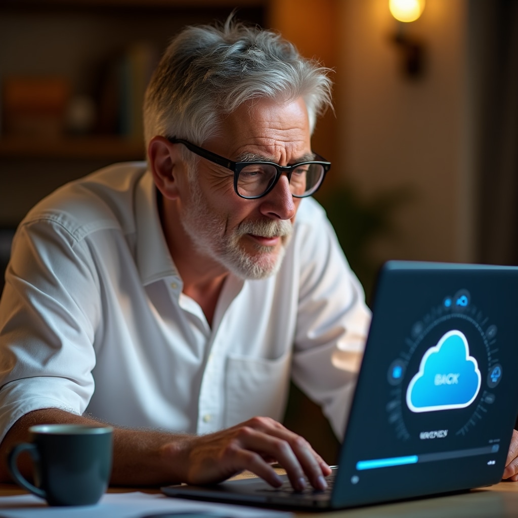 Workshop participant setting up cloud backup on their own computer