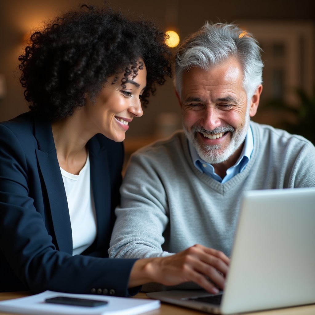 Instructor helping a business owner with their laptop one-on-one