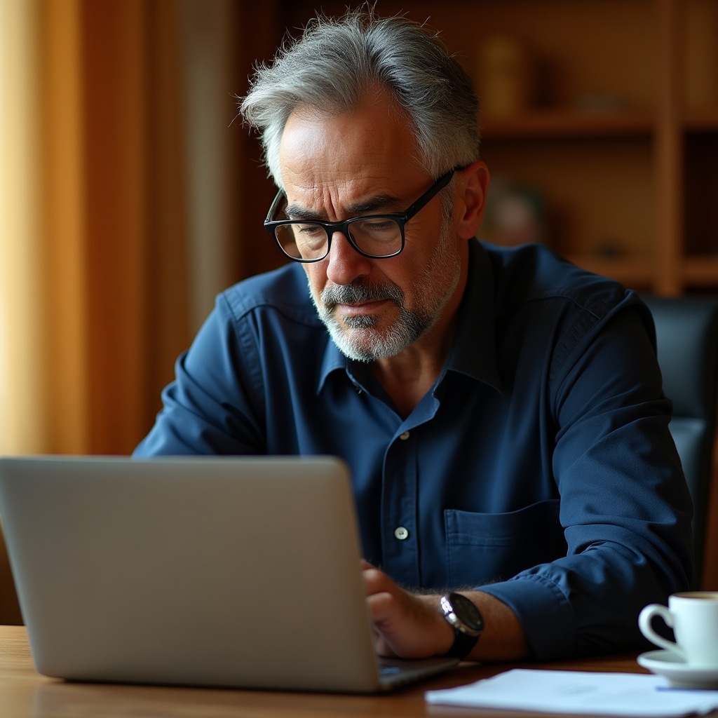 Small business owner learning on laptop in a training session